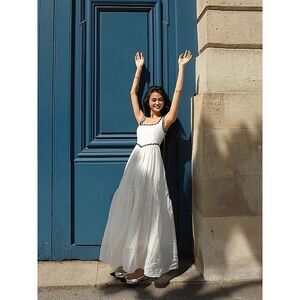 Commense‎ ❤️Contrast Binding Cami Long Dress white size S/4